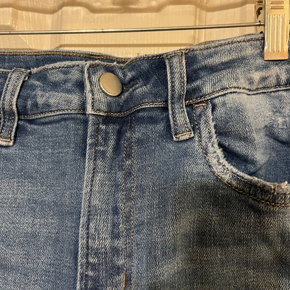 Women's Flying Monkey Kick Flare Blue Distressed Jeans 26 - Picture 7 of 10